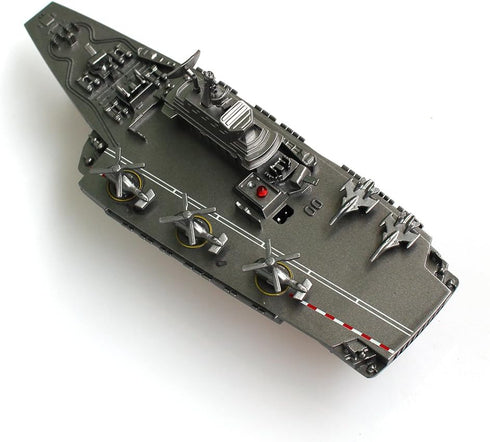 Tipmant Military Remote Control Aircraft Carrier Model RC Boat Ship, Electric Water Toy - Silver (2.4G No Antenna)