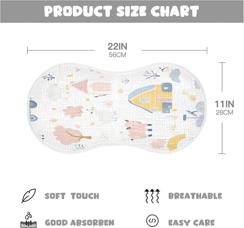 YETTASBIN Farm Animals Muslin Baby Burp Cloth, Super Soft Absorbent Cotton Burp Rag Baby Bibs Feeding Cloth for Newborn