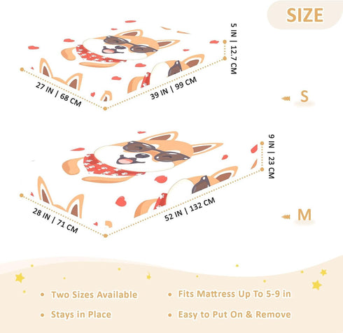 Bseiialft 52 28 Shiba Inu Dogs Hearts Crib Sheets for Boys Girls Soft and Breathable Cotton Baby Sheets for Standard