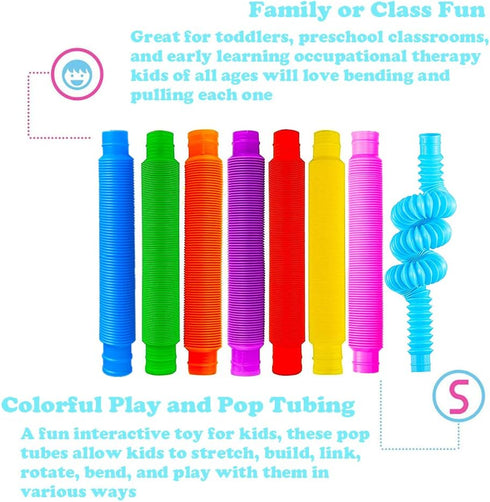 32Pack Pop Tubes - Fidget Tubes for Children and Adults - Sensory Fidget Toy Set for Stress Relief