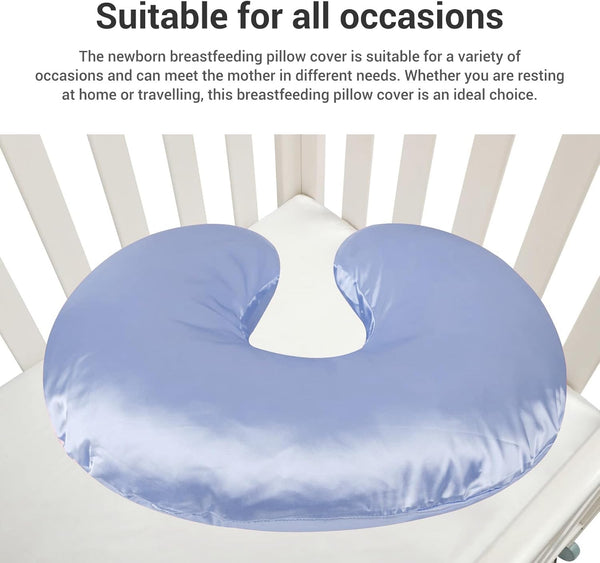 Satin Nursing Pillow Cover Soft Washable Breathable Compatible Skin Friendly Breastfeeding Pillow Slipcover for Feeding
