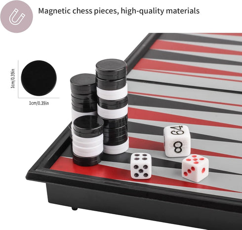 Andux Foldable Magnetic Backgammon Portable Board Game Set, CXSLQ-01 (S) 2205