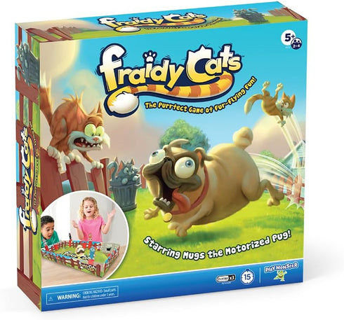 Fraidy Cats Interactive Kids Board Game, Cat Movers Go Flying with Motorized Dog, for 2 to 4 Players