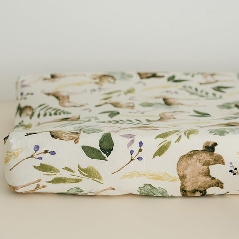 2 Pack Pobibaby - Premium Changing Pad Cover - Ultra-Soft Cotton Blend, Stylish Woodland Pattern, Safe and Snug
