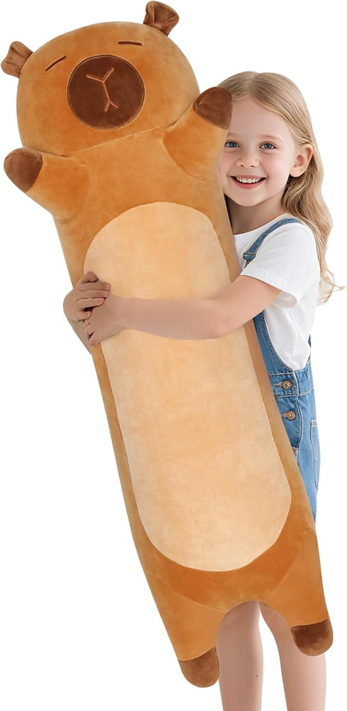 33 ih Cute Capybara Plush, Capybara Stuffed Animal, Long Capibaras Peluches Body Pillow Kawaii Plushies Decor Gifts