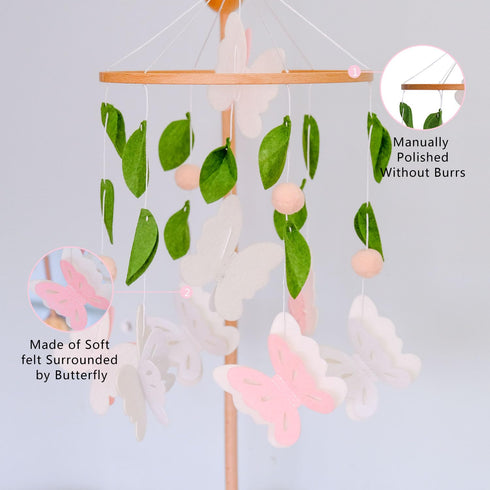 Pink and White Butterfly Crib Mobile - Charming Nursery Decoration
