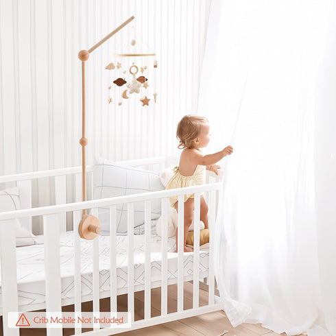36 Inch let's make Baby Crib Mobile Arm - Wooden Mobile Arm Upgraded Adjustable Mobile Holder for Crib Mobile Hanger