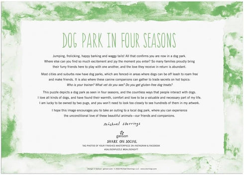 Michael Storrings Dog Park in Four Seasons - 250 Piece Wood Puzzle by Bestselling Artist