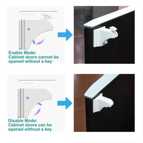 Magnetic Cabinet Locks for Baby Proofing, Child Safety Magnet Drawer Lock (8 Locks + 2 Key) for Cupboard Safety