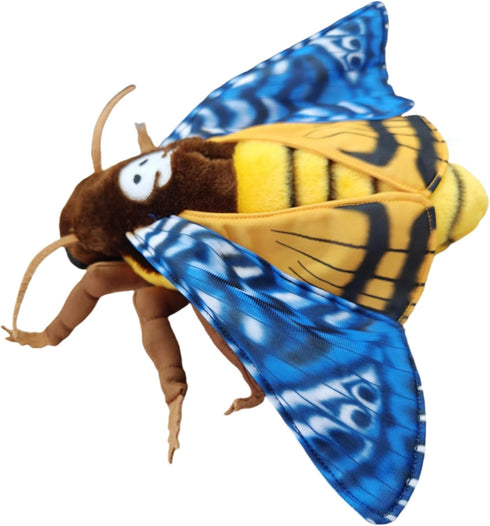FRANKIEZHOU Simulation Death's Head Hawk Moth Stuffed Animal, Blue 25" Lifelike Plush Toy for Kids