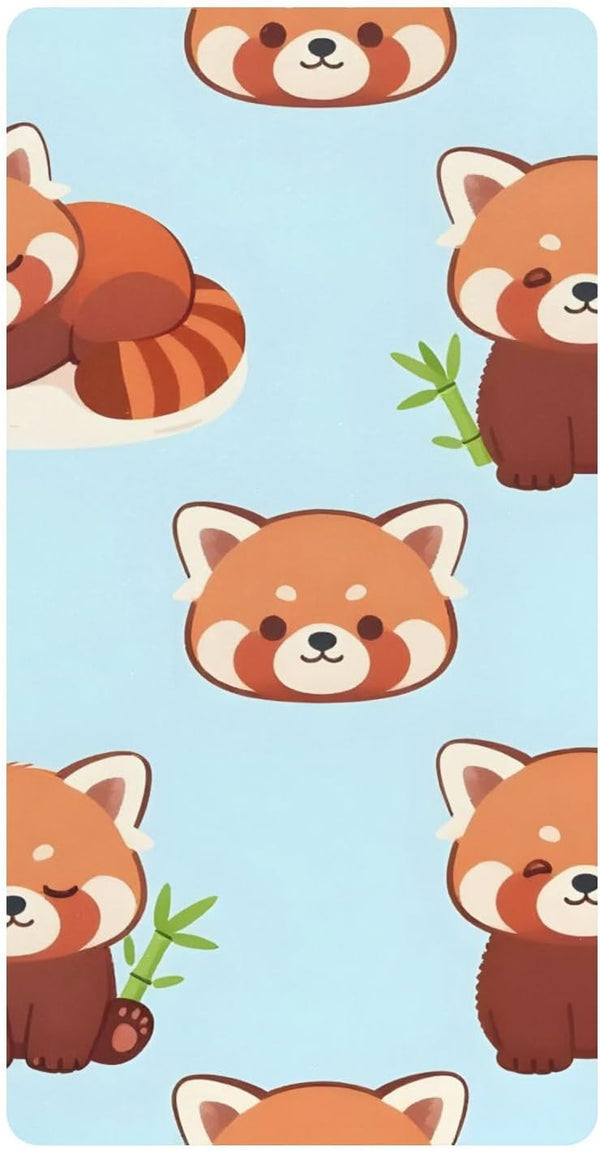 CZXW Red Panda Cartoon Crib Sheets Fitted 52" x 28" Natural Cotton Soft