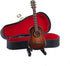 Dselvgvu Wooden Miniature Guitar with Stand, Brown Model for Dollhouse Decoration, 3.93"x1.42"x0.56"