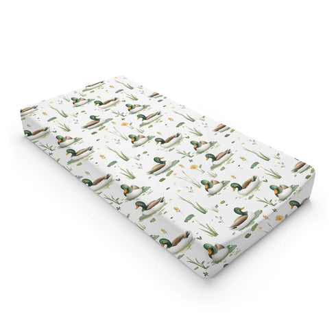 KuphiL10C Girls-16x32 Cute Mallard Ducks Flowers Floral Leaves Baby Changing Pad Cover, Unisex Mallard Duck Nursery