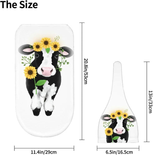 Set Ornate Cow in Sunflowers Newborn Swaddle Blanket with Beanie Soft Baby Sleep Sack Stretch Adjustable Swaddle Wraps