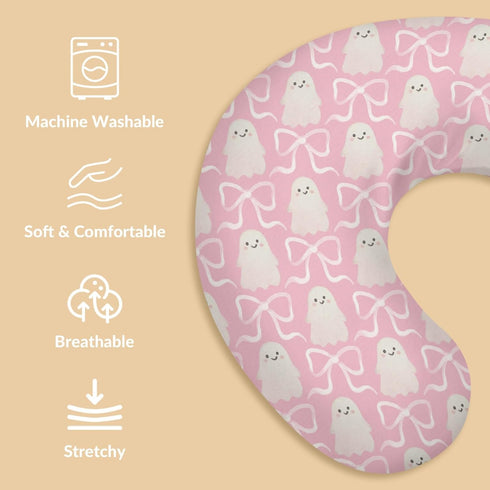 Cstdyfrv Halloween Spooky Bows Nursing Pillow Covers Cute Pastel Bows Stretchy Nursing Covers for Breastfeeding Pillows