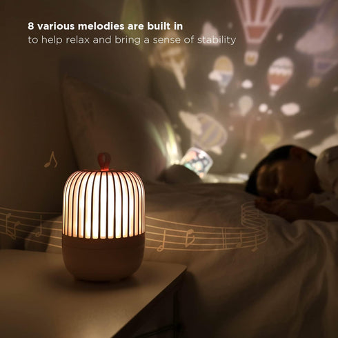 360 4 8 9 1200mAh mooas Rotating Projector Melody Nightlight (White), Rotating Nightlight, Wonderland Night Light