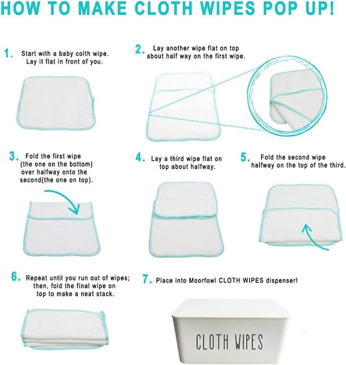 Cloth Wipes Dispenser, 8.2L x 4.9W x 3.9H inches, Black Container for Homemade Reusable Diaper Wipes