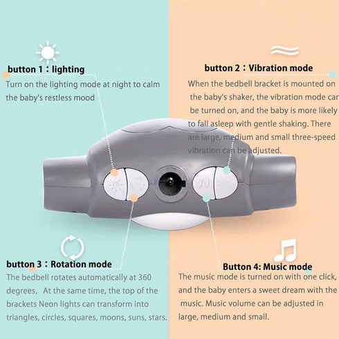 Pack Projection,Pack Baby Crib Mobile for and Play,Bassinet Mobile with Music,Rotation,Nursy Lights,Natural