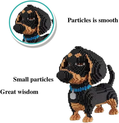Mini Dog Building Blocks Pet Toy Bricks - Micro Mini 3D Puzzle Building Blocks Set for Kids or Adults (Black Dog