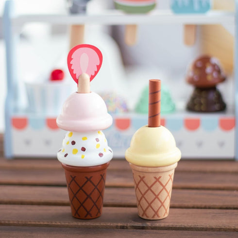 Counter Set 21 3+ UMU Wooden Ice Cream Play Toy - Pretend Kitchen Accessories for Kids, Interactive PretendFood