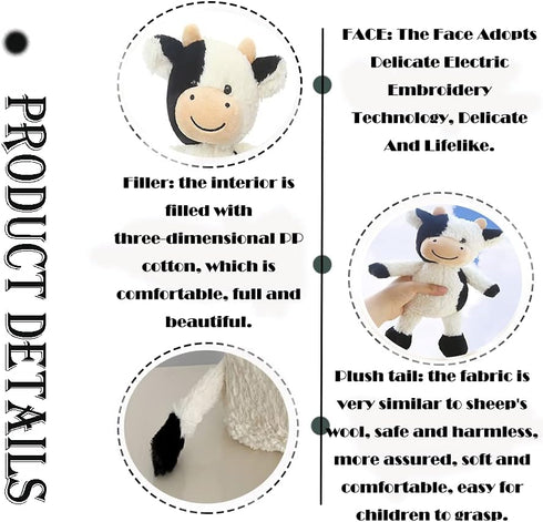 CHELEI2019 11.8" Cow Stuffed Animals - Soft Cuddly Cow Plush Stuffed Animal Toy for Kids