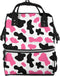 Nevjipu Baby Doll Diaper Bag Backpack - Cute black pink cow print Mommy