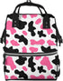 Nevjipu Baby Doll Diaper Bag Backpack - Cute black pink cow print Mommy