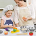 Set Set KODATEK Play Kitchen Accessories, Kids Kitchen Pretend Play Toys, Kitchen with Stainless Steel Cooking Utensils