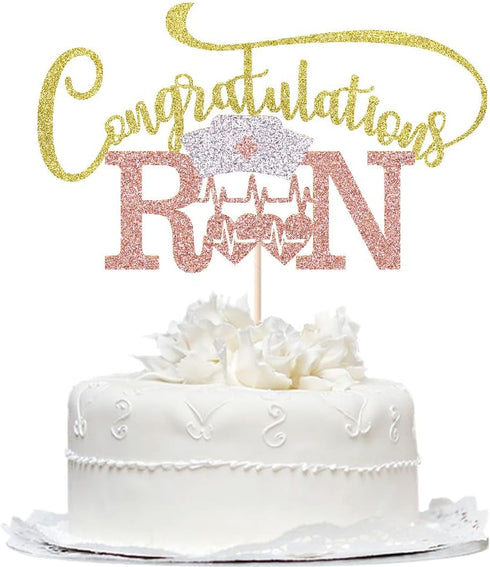 Congratulations RN Cake Topper -Congrats Nurse/BSN Cake Decor,Congratulations High School/College Graduation,Medical School