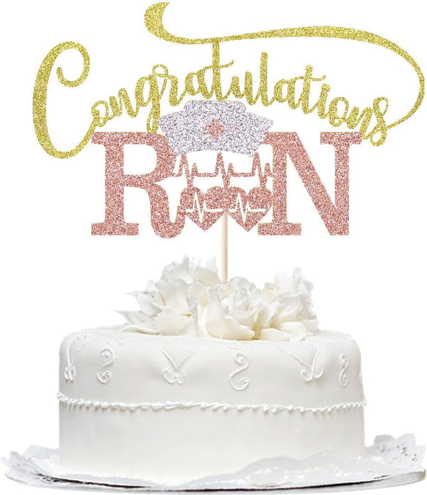 Congratulations RN Cake Topper -Congrats Nurse/BSN Cake Decor,Congratulations High School/College Graduation,Medical School