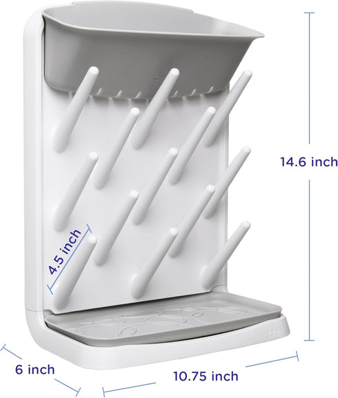 Countertop Ubbi Vertical Baby Bottle Drying Rack, Space Saving Drying Rack Baby Organizer, Gray