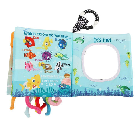 0-6, 6-12, 12-18 Fish Baby Books Toys, Touch Feel Cloth Crinkle Books for Babies, Infant Toys Months,Early Learning