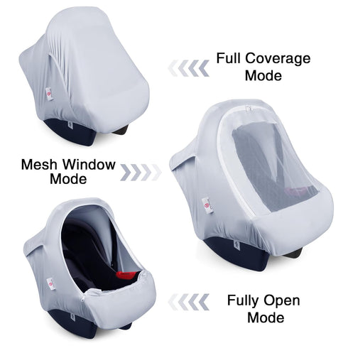 Summer Metplus Car Seat Cover, Breathable Mesh Window Infant Carseat Canopy for Baby Boys & Girls, Stroller Sunshade