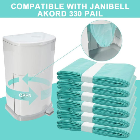330 Scented,Pack 4 Diaper Disposal Liner Refills Compatible with Janibell Akord Series Adult Diaper System, Lightly