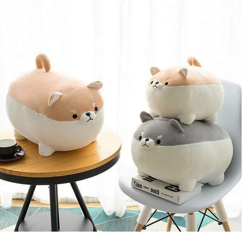 Shiba Inu Dog Plush Pillow, Corgi Stuffed Animal Hug Pillow Gifts for Boys & Girls (Brown, 11.8in)