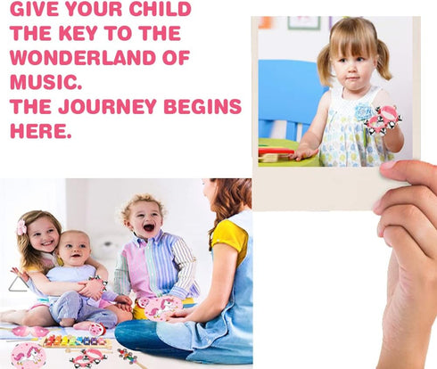 Kids Musical Instruments Set, 12 Pcs Wooden Percussion Toys Tambourine Xylophone for Preschool Education Gift