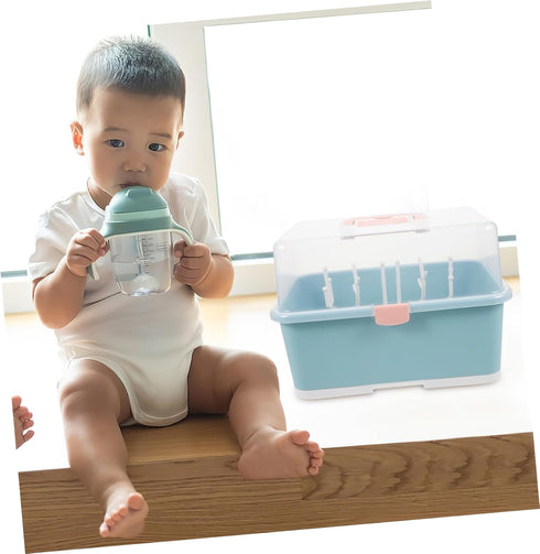 LIOOBO Baby Bottle Drying Box Pacifier Storage Rack Case Large Portable Drying Rack for Breastfeeding Supplies Plastic