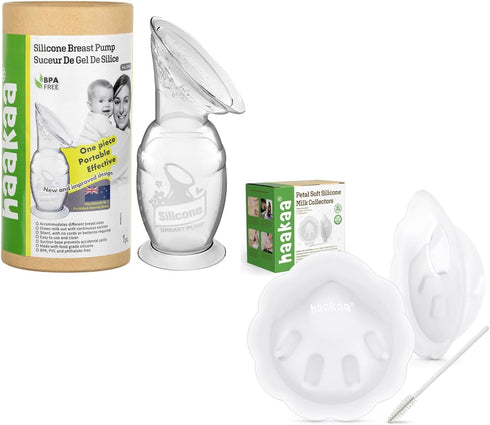 haakaa Gen.2 Manual Breast Pump 100ml/4oz & Petal Milk Collector 2pcs Combo