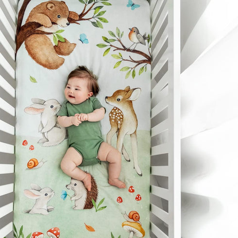 100% (52 28 inches) Rookie Humans Cotton Sateen Fitted Crib Sheet: Enchanted Forest. Modern Nursery, Use as a Photo