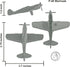 Tim Mee Toy TimMee WW2 9pc Fighter Ace Planes - Gray Plastic Army Men Airplanes USA Made