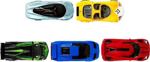 Hot Wheels Premium Speed Machines 5-Pack of 1:64 Scale Toy Cars, Full Metal Body with Real Riders Tires for Collectors