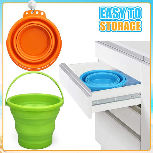 LNCOJOLM Summer Collapsible Bucket Sandbox Kit Toys for Kids, Foldable Bucket Multi Purpose Sand Pail for Garden