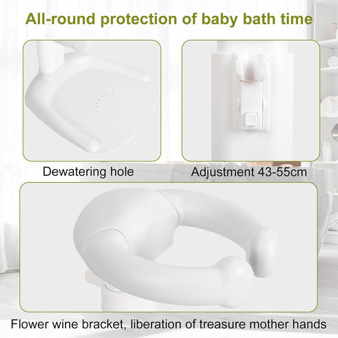 YOXIER Anti-Pinch Baby Shower Stand, Baby Bath Stand with Foldable Design and Armrest, Adjustable Height and Armrest