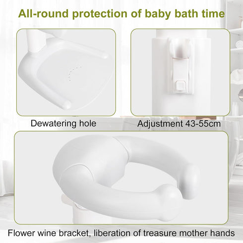 BENBOR Baby Bath Stand,Foldable Design Baby Shower Stand with Armrest, High Stability Adjustable Height Baby Shower