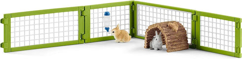 Schleich Farm World 8 Piece Rabbit Hutch Set with Figurines, Farm Animal Toys and Accessories for Kids 3+