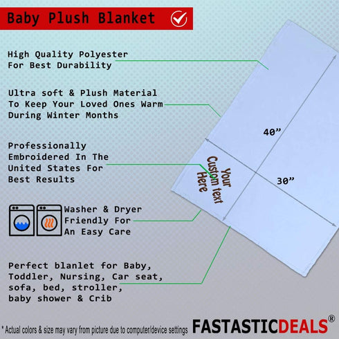 Fastasticdeals Nursery Bedding Baby Blankets for Boys & Girls Custom Personalized Text Name