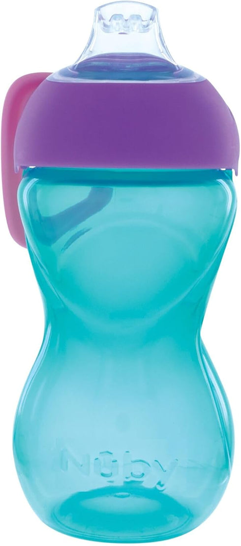 Nuby No-Spill Clik-It Soft Spout Sippy Cup with Easy Grip - (3-Pack) 10 oz - Baby Sippy Cup for 6+ Month Old - Aqua/Pink/Purple by Nuby