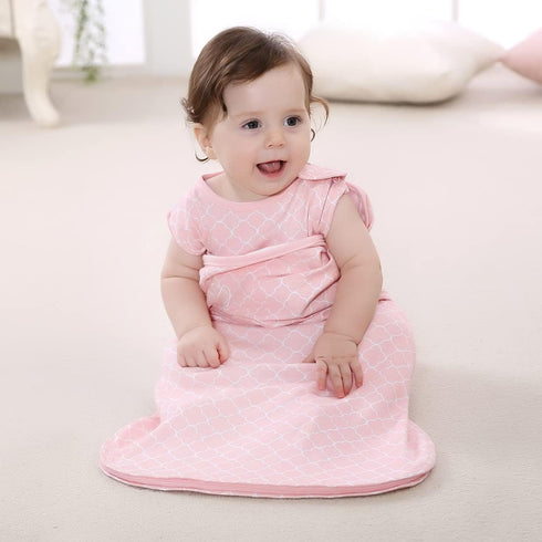 Swaddle Sack for Baby, 3-Ways Adjustable Cotton Sleeping Bag for Newborn Boys and Girls (Pink, 6-12 Months)