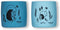 modern-twist Sip Set, Pack of 2 Food-Grade Silicone Reusable Cups, Waterproof, Dishwasher Safe - Blue Hedgehog Family
