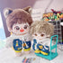 niannyyhouse White Hoodie & One Shoulder Denim Strap Pants for 10cm~15cm Plush Doll Outfit